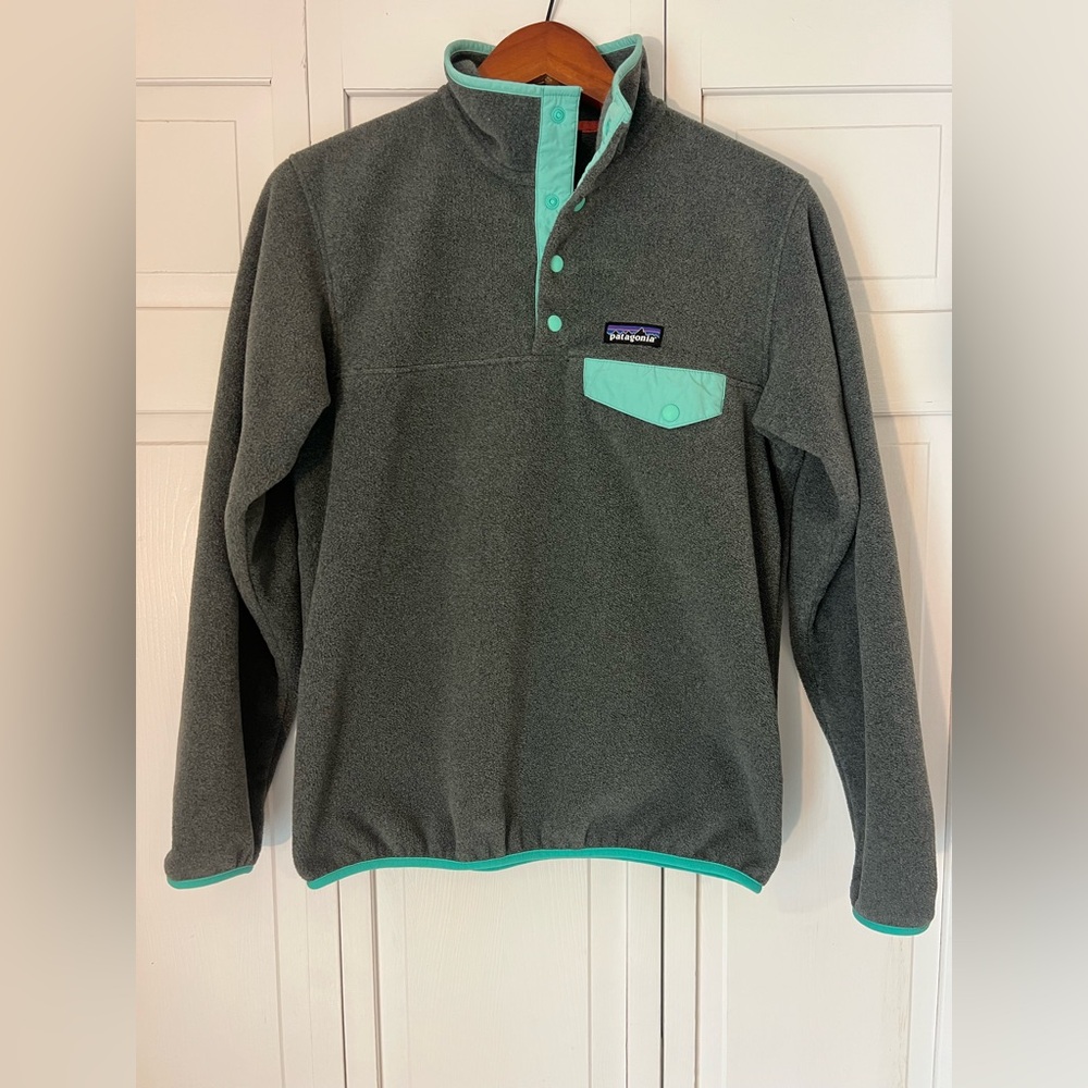 Women’s Patagonia Lightweight Synchilla Snap T Fleece Gray/blue Size Small‎